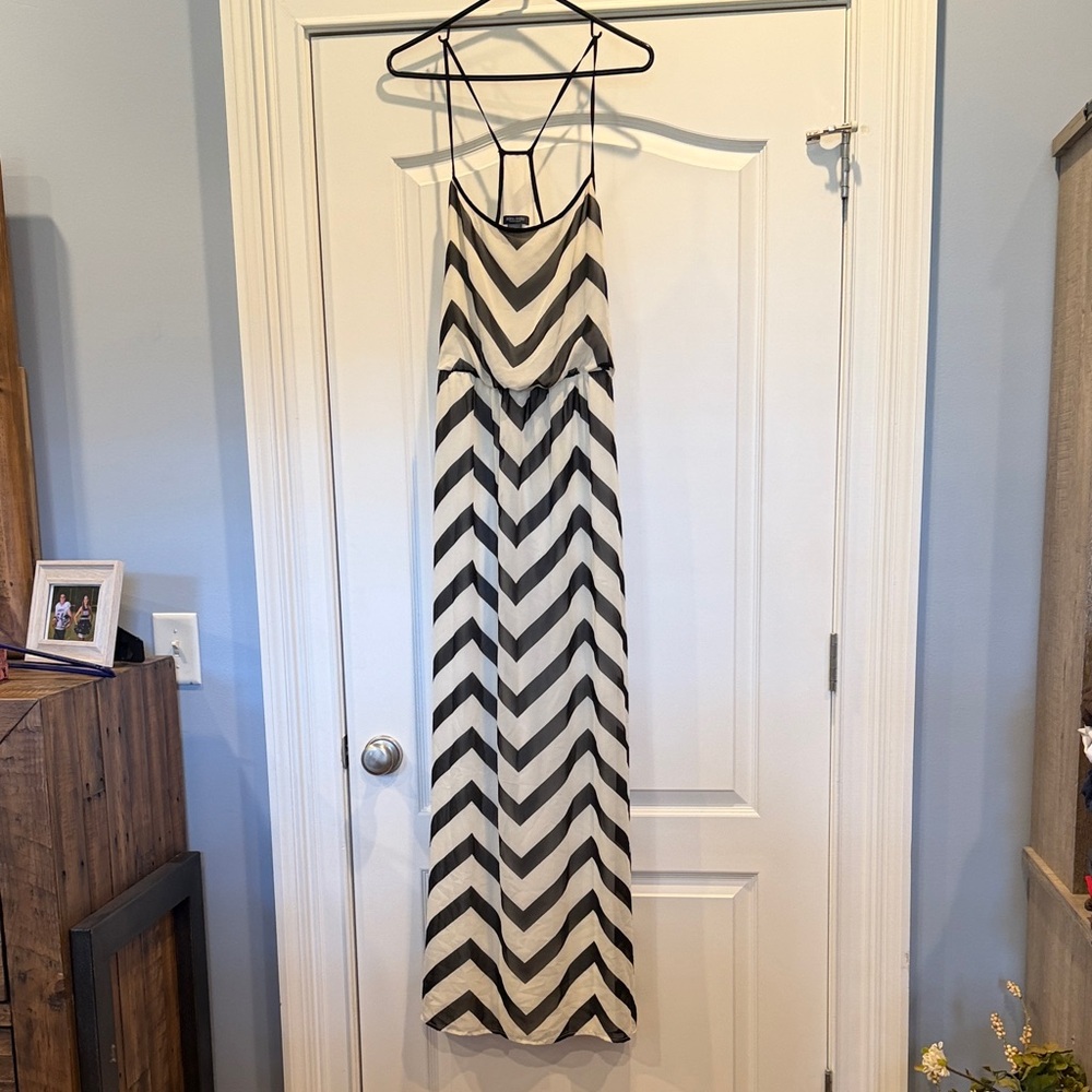 Bisou Bisou Black and White Chevron Maxi Dress